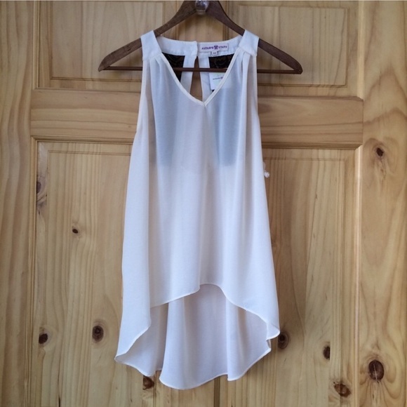 Altar’d State Sheer Hi-lo open cut-out Lace Back Blouse XS - Picture 7 of 8